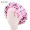 Kids Satin Bonnet Sleep Hat Silk Shower Cap for Child Hair Beanie at Night Boy Girls Flower Printed Silk Sleep Cap with Band Bow