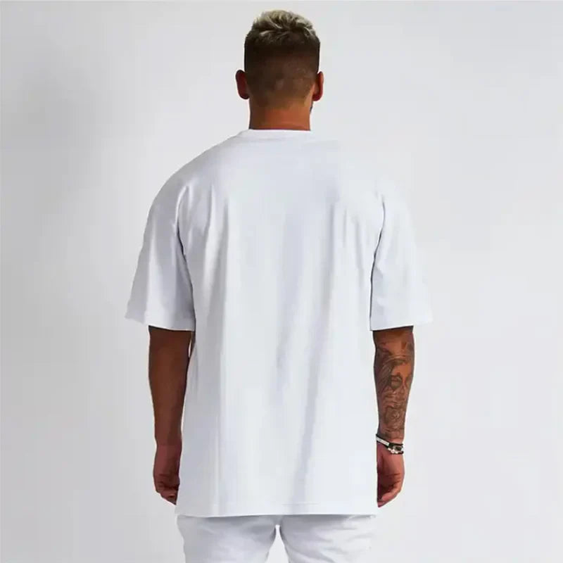 Men's 260gsm Heavyweight Cotton T-Shirt Oversized Drop Shoulder Round Neck Short Sleeve Tee Multi Colors/Sizes