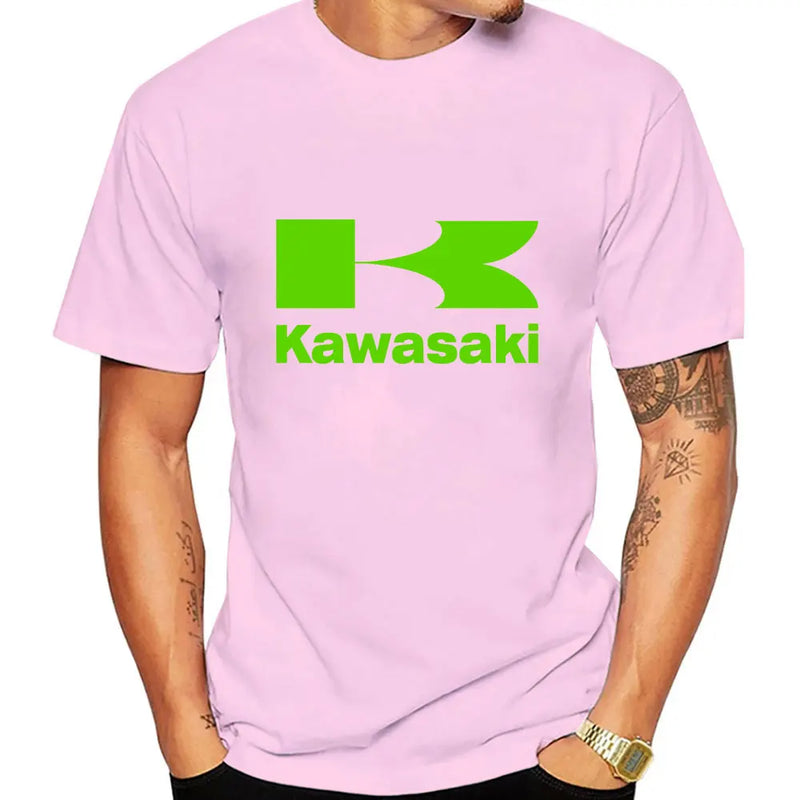 Kawasaki Logo Motorcycle Men Summer T-shirt 100% Cotton Women Tee Shirts 2024 New Fashion Short Sleeve Sport Male Clothing Tops