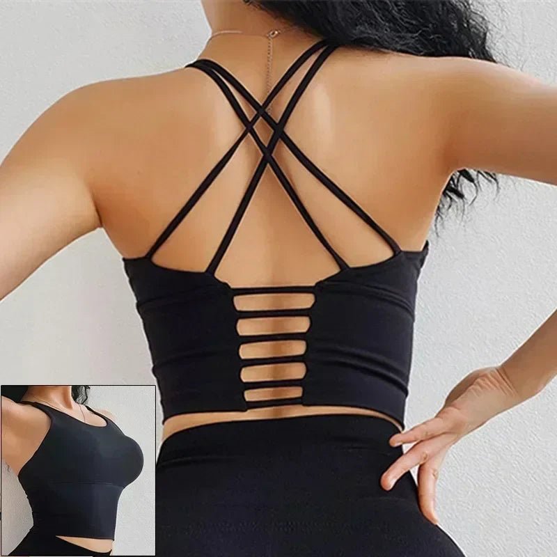 Cloud Hide Sexy Back Sports Bra Women Yoga Crop Top Home Fitness Workout Underwear Dancing Vest Plus Size Running Cycling Shirt