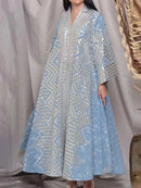 Spring Summer New Style Women's Clothing Amazon Printed Breathable Long Sleeve Loose-fit Dress Middle East Long Kaftan