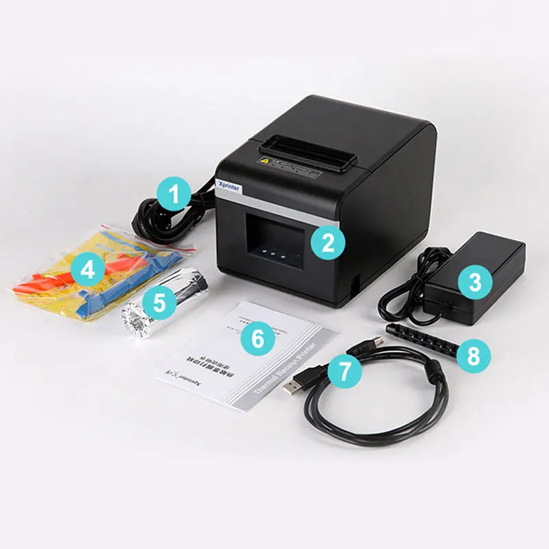 Xprinter 200mm/s Thermal Receipt Printer with Auto Cutter 80mm POS Printer Kitchen Printer with+Ethernet /Bluetooth+USB/WIFI+USB