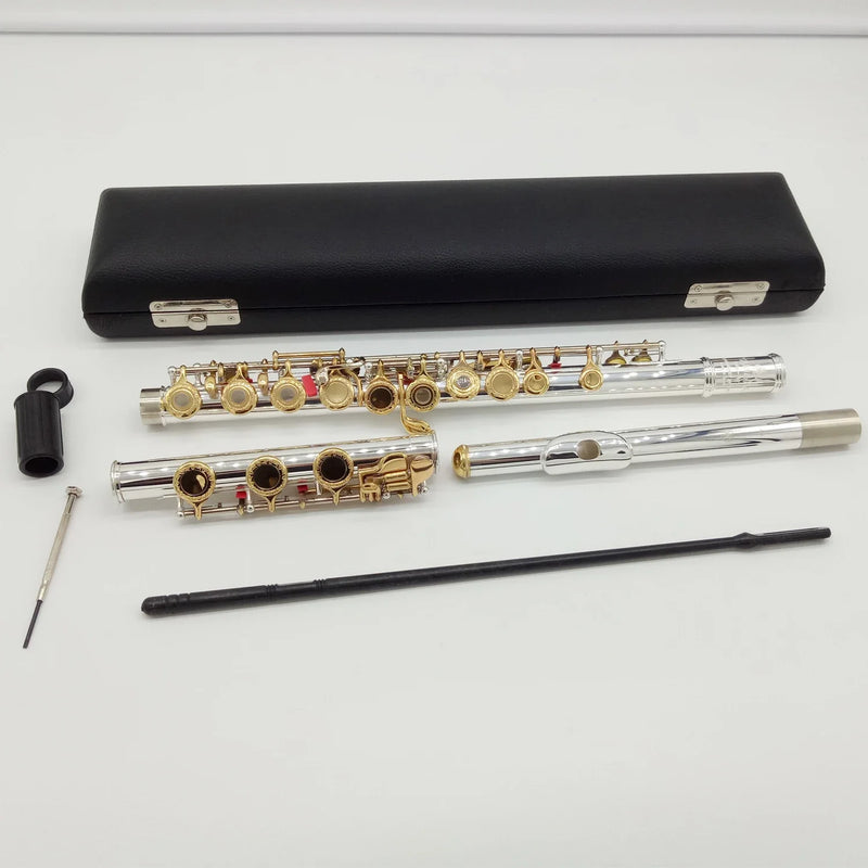 Music Fancier Club Flute 481 Engraving Hand Carved Keys Gold Plating Flutes B Leg Open Holes 17 Gold Keys