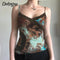 Darlingaga Vintage Floral Printing Cross V-Neck Summer Camis Women Lace Patchwork Elegant Slim-Fitting Top Fairycore Clothes New