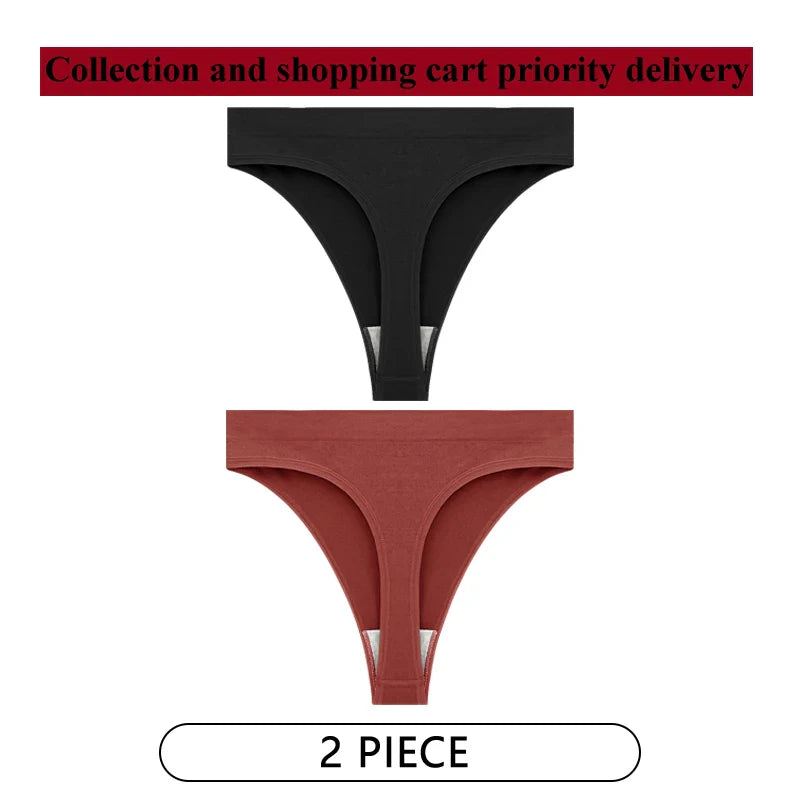 CINOON 2Pcs/Lot Women Sexy 5 Color Panties Low-waist Comfort Underwear G String Thong Breathable Lingerie Temptation Intimates