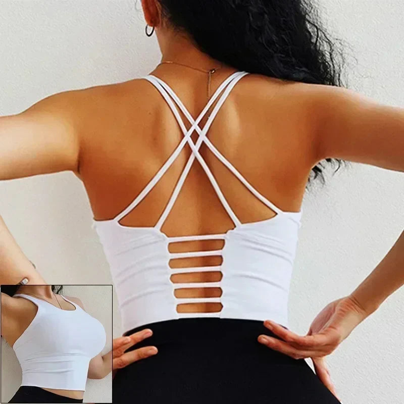 Cloud Hide Sexy Back Sports Bra Women Yoga Crop Top Home Fitness Workout Underwear Dancing Vest Plus Size Running Cycling Shirt