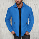 2024 European and American Waffle Long Sleeved Zippered Men's Jacket High Street Casual Men's Autumn Jacket