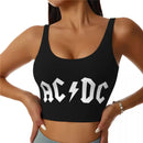 Retro Rock Fashion Trend AC/DC Sexy Vest Fitness Cropped Tank Top Women Heavy Metal Music Band Yoga Sports Comfortable Bra
