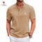 New High-end Embroidered Cotton and Linen Striped Henry Shirt for Men's Summer Casual Fashion Comfortable Breathable T-shirt Top