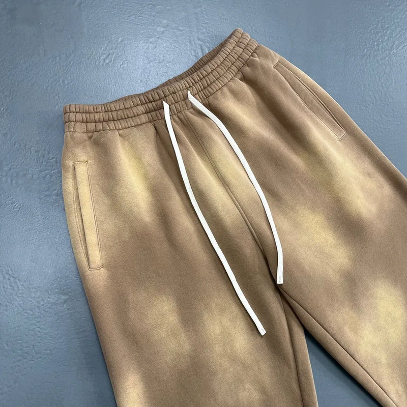 Vintage Distressed Man Pants Y2k Mens Clothing Sweatpants Oversize Streetwear Winter Loose Women Baggy Pants Men Fleece Trousers