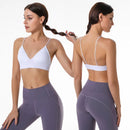 Nylon Fitness Yoga Top Deep V Sexy Triangle Cup Bralette Boneless Sports Bra Red Seamless Push Up Bra Women's Tube Top Crop Top