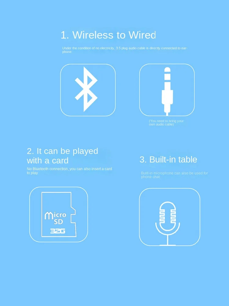 Miku Nakano Sanjiu Cosplay Wireless Bluetooth-compatible Headset 5.0 Over-ear Stereo Anime Headphones with Mic for Mobile Phone