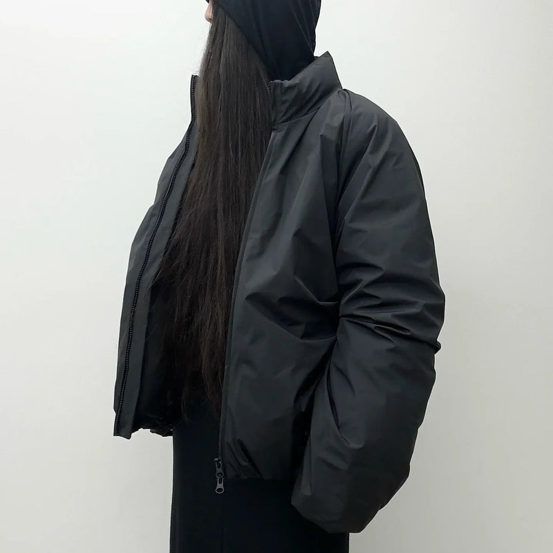 Y2K Autumn And Winter New American Fashion Double Zipper Solid Color Warm Oversize Down Jacket Men's Harajuku Couple Casual Coat