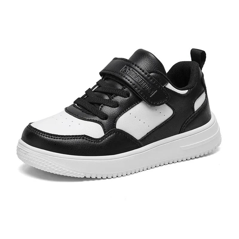 Waterproof Eva Outsole Children's White Sneakers Boys Small White Shoes School Campus Shoes Leather Surface Children's