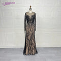 Elegant Long Sleeve Evening Dress for Women 2025 O-Neck Mermaid Wedding Party Luxury Beaded  Formal