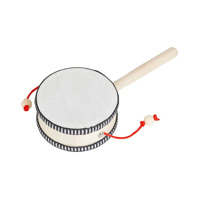4 Inch Hand Shake Wooden Black Side Drum Orff Musical Instrument Rattle Childhood Classic Traditional Rattle Children Gifts Toys