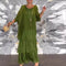 Fashion O-Neck Solid Commuter Long Dress Elegant Casual Layered Ruffle Edge Party Dress Bat Sleeve Chiffon Beach Vacation Dress