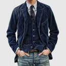 2025 Autumn Winter Men's Coat Jackets Corduroy Casual Suits With Shoulder Pads Fashion Lapel Long-Sleeved Solid Jacket Models