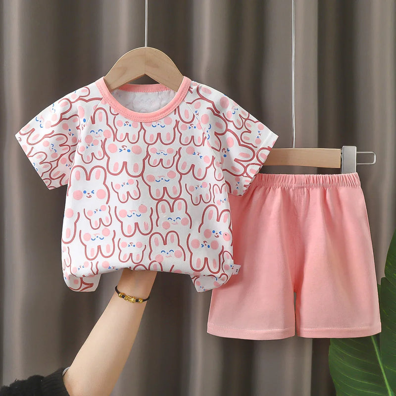 Cartoon print Newborn baby Clothes set soft cotton Baby set Baby girls Set 0-3year summen baby girls clothes set
