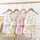 Sling+Shorts Suit Summer Girl's All Cotton Pajamas Infantil Cartoon Printed Sleeveless Home Clothes Fashion Cute Vest Two Piece
