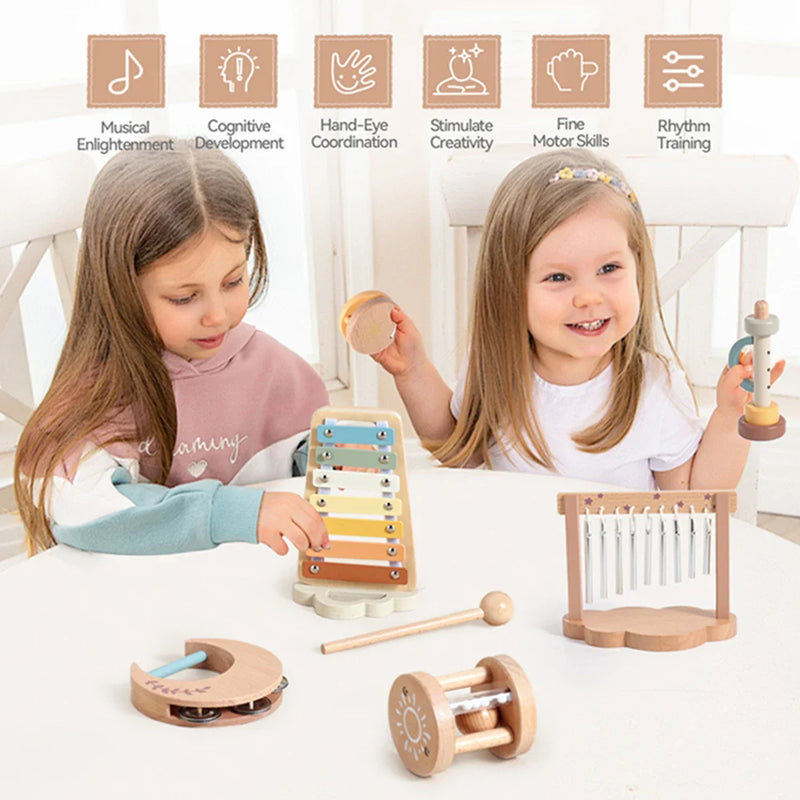 Children Montessori Instruments Toys Wooden Parent-child Interaction Puzzle Early Education Sound Cognition Music Festival Gifts