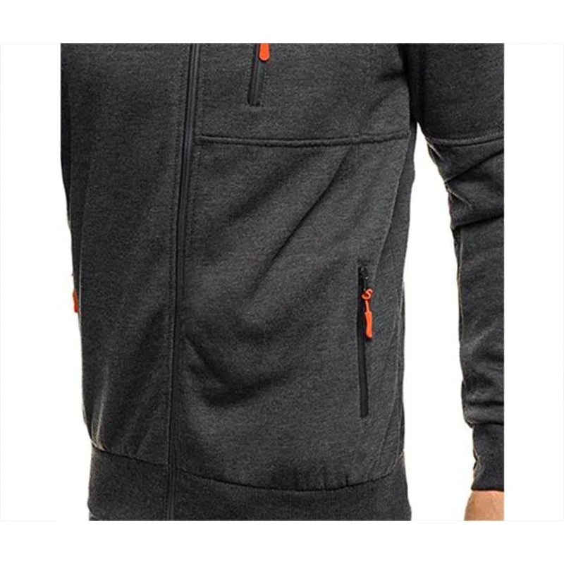 Solid Color Men Hooded Jacket Casual Long Sleeve Hoodie Zipper Gym Sports Hoodie Fashion
