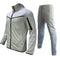 Men's Autumn-Winter Full Set with Hood Sports Jacket ,Sweatshirt Long Sleeves Pants Color-blocked Open Cardigan TightHoodie Suit
