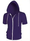 New 2025 Men's Casual Sweatshirts Short Sleeve Hoodies Jacket Solid Slim Zip Man Sport Tops Comfotable Outdoor Clothes for Men