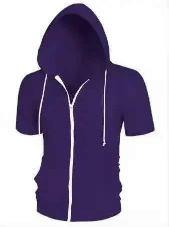 New 2025 Men's Casual Sweatshirts Short Sleeve Hoodies Jacket Solid Slim Zip Man Sport Tops Comfotable Outdoor Clothes for Men