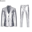 Men's Suit Sets Chic Shiny Gold 2 Pieces Suits Blazer+Pants Sets Stage Perform Clothes Party Nightclub Dancer Costume Sets Men