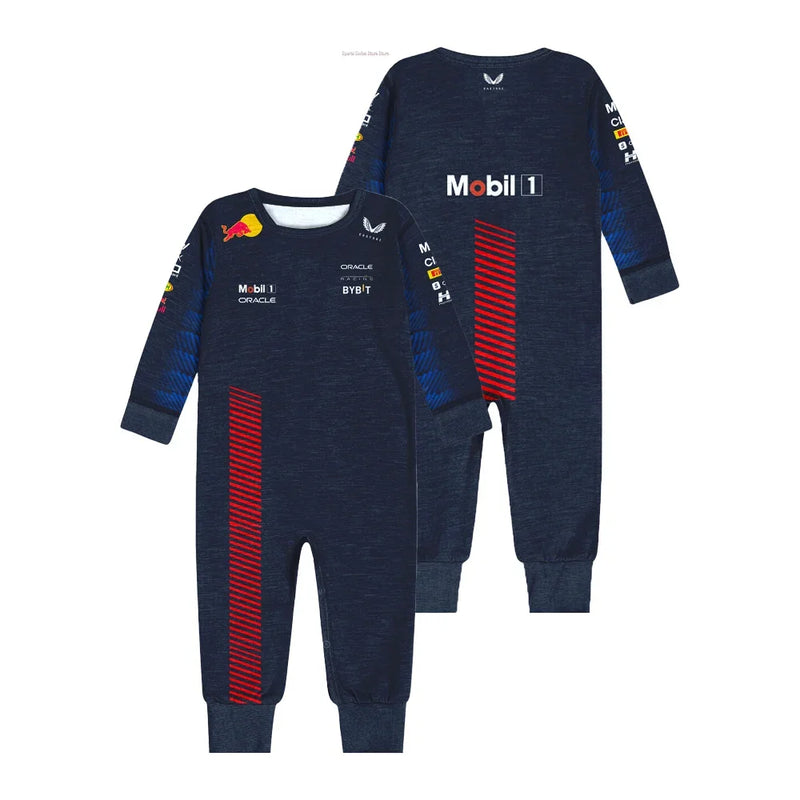 2024 F1 Racing Competition Baby Enthusiast Cycling Jumpsuit Hot Selling MAX VERSTAPPEN Baby Boy Girl Clothing Bull Crawling Suit