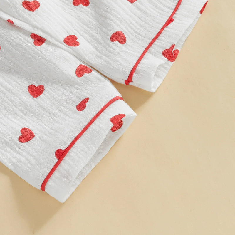 MISOWMNJOY Soft Cotton Kids Girls Boys Pajama Sets Valentine's Day Children Sleepwear Heart Long Sleeves Shirt Pants Loungewear
