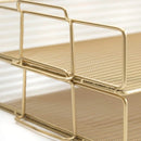 Gold File Desk Organizer - 2-Tier Paper Tray - Document and Letter - Elegant Inbox Office Acce