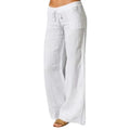 Women Pants Solid Color Pockets Drawstring Elastic Wide Leg Pants Long Yoga Trousers
