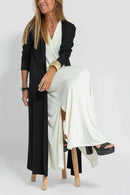 2023 New Solid Color V-Neck Pullover Dress Cardigan Jacket Women's Fashion Cross-Border Amazon Independent Site Clothing