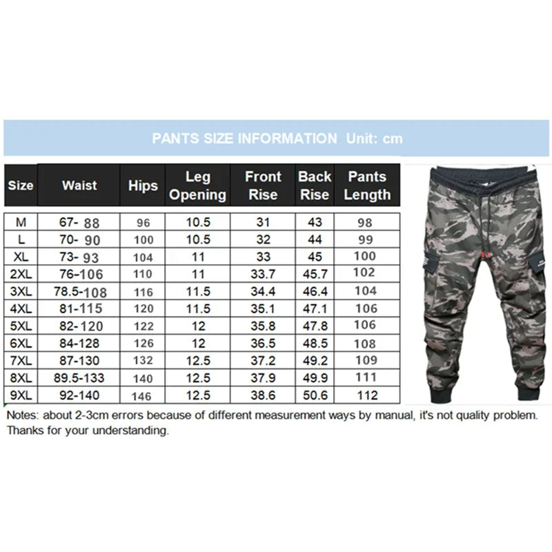 150KG 9XL Camouflage Cargo Pants 8XL Plus Size Joggers Men Trousers 7XL 6XL Camo Male Cotton Loose Sweatpants Stretched Clothes