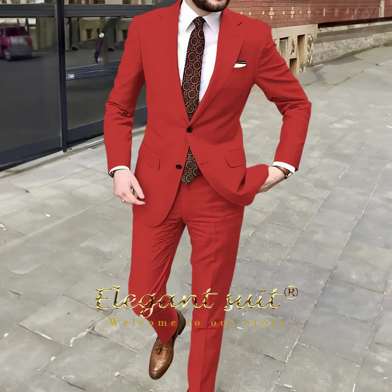 Men's Khaki Suit 2-piece Set - Swallowtail Suit Handsome Wedding Suit Men's British Style Custom Men's Suit Jacket Trousers