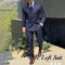 Double Breasted Men's Suit Wide Peak Lapel Wedding Grooms Tuxedos 2 Pieces Business Men Suits