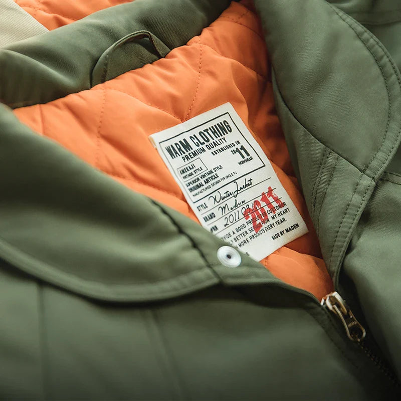 Maden Japanese Vintage Pilot Jackets Thickened Warm Cotton Pocket Coats Men's Autum Winter Coat Bomber Jacket