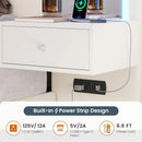 Queen Size 53” Tall Platform Bed Frame with 4 Storage Drawers Built in Charging Station & LED Bedroom White Headboards Under Bed