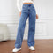2024 New Cross-Border European American High-Waisted Straight-Leg Denim Jeans For Women Amazon Long Style NK331