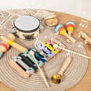 Toddlers Montessori Musical Instruments Set Wooden Percussion Instruments Toys Kids Preschool Educational Birthday Gifts