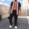2025 Spring summer autumn winter new trend men's business casual fashion lapel cardigan short sleeve trousers waffle suit
