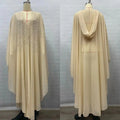 Middle East Africa Hot Sale Muslim Long Robe Shoulder Cover Hooded Cloak Batwing Sleeve Glittering Rhinestone Women's Dress