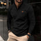 Cross-border Europe and America 2025 new Waffle spring sports men's POLO shirt lapel solid color long-sleeved golf fitness top