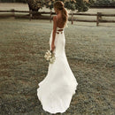 DREAM Customized Simple Spaghetti Straps Sexy Boho Mermaid Wedding Dress High Slit Backless Bohemian Bride Vestidos De Noiva
