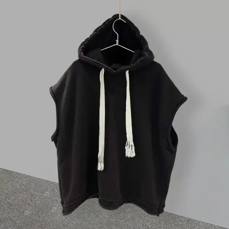 2023 Spring New Fashion T-shirt Suit Men's All-match Hooded Men's Vest Shoulder Vest All-match Boutique Clothing Simple Style