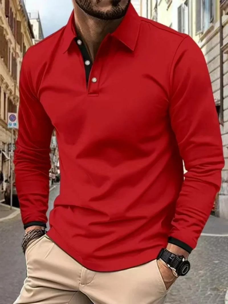 Spring and Autumn long sleeve new slim sports POLO polo shirt golf men high quality fashion casual sports jacket