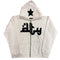 Star Letter Print Hoodies Men's Vintage Zipper Long Sleeve Loose Sweater Coat Harajuku Casual Hooded Sweatshirt Y2K Street Wear