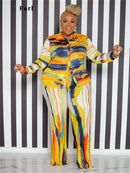 Perl Plus Size Two Piece Outfits Tie Dye Women Fall Clothing Fashion Top and Pants Leggings Matching Set Autumn Tracksuit Xl-5xl